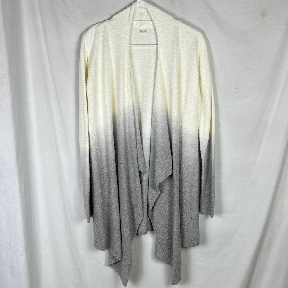 Barefoot Dreams Cozy Chic Lite Knit White Calypso Ombre Waterfall Cardigan